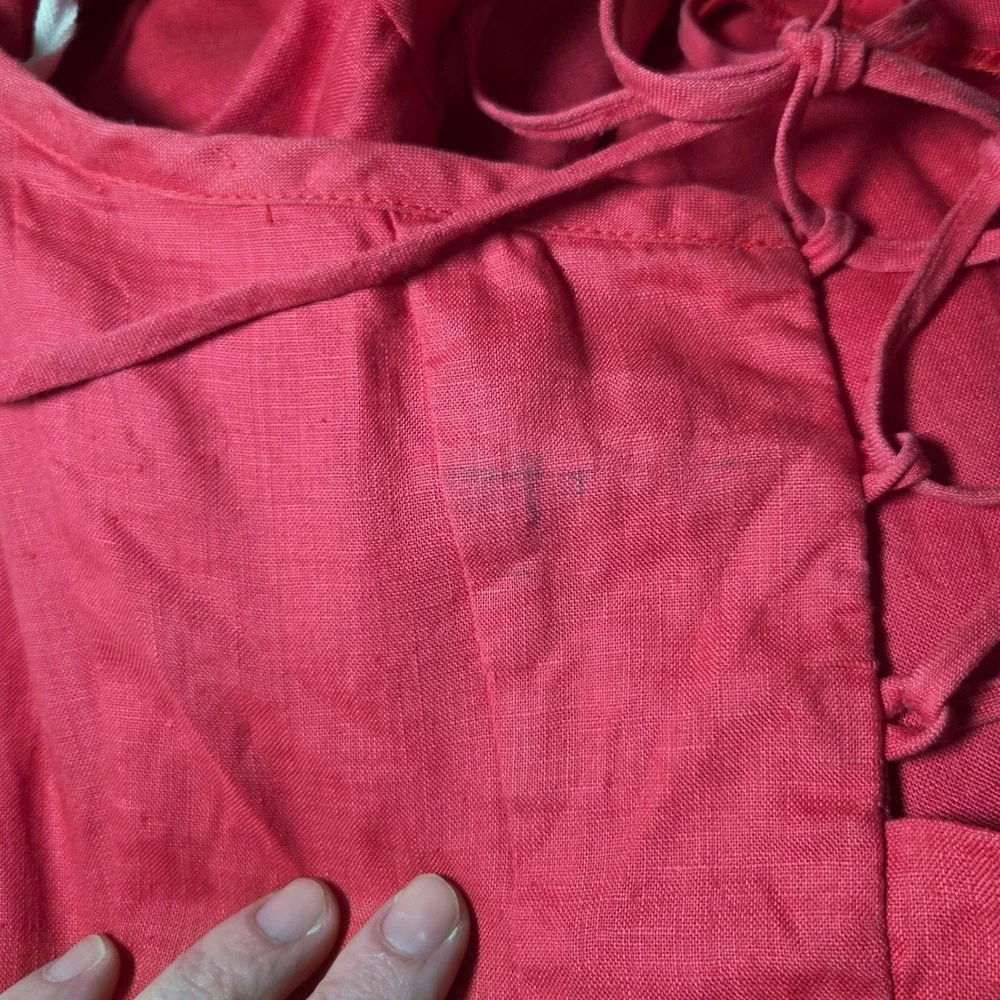 Karen Alexander Boston Proper Red Linen Halter Maxi‎ Dress Lace Back L - Picture 9 of 10